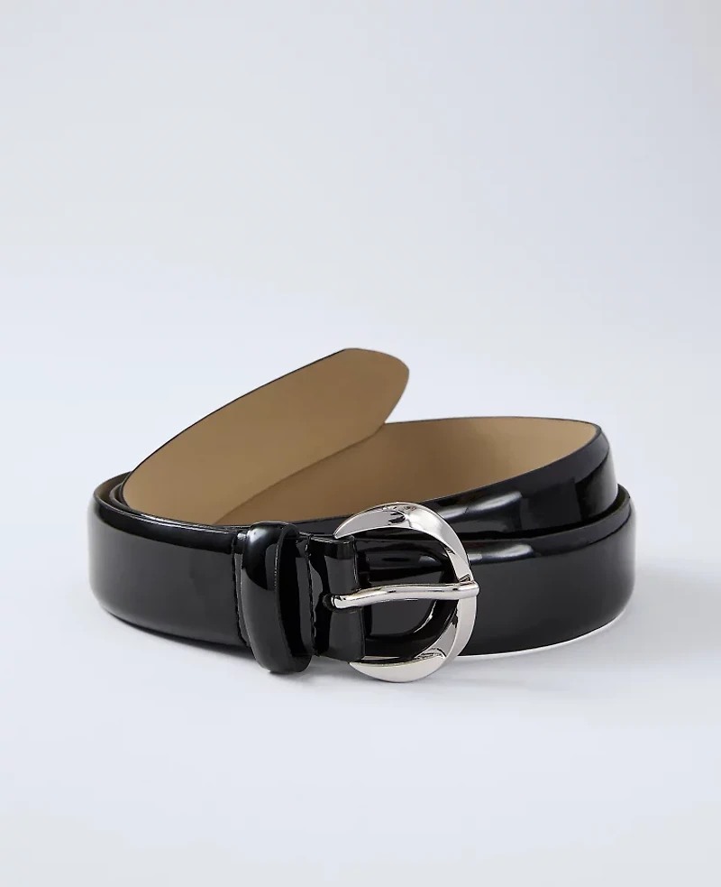 Ann Taylor Patent Twisted Buckle Belt Women's
