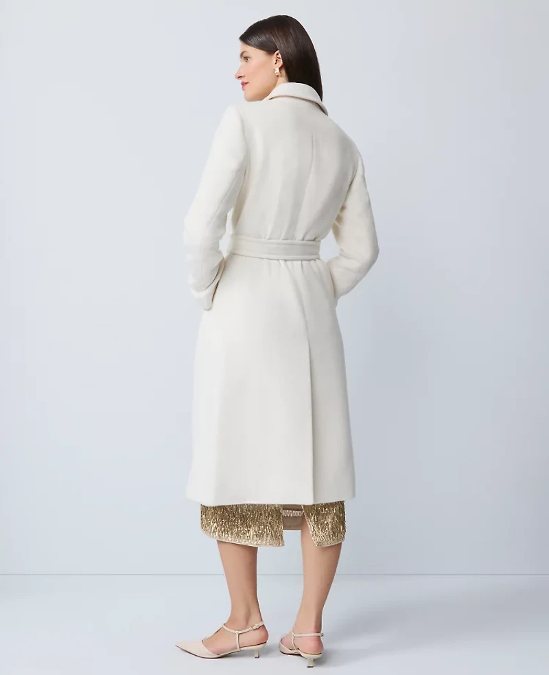 Ann Taylor Petite Belted Everyday Coat Winter White Women's