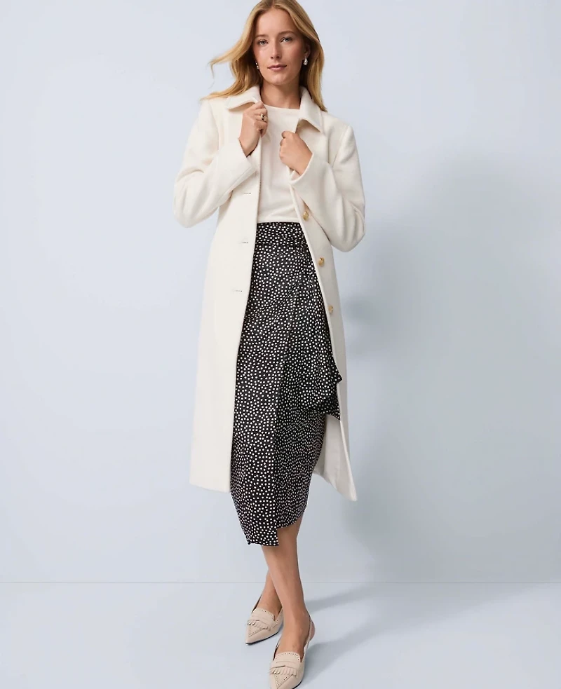 Ann Taylor Petite Belted Everyday Coat Winter White Women's