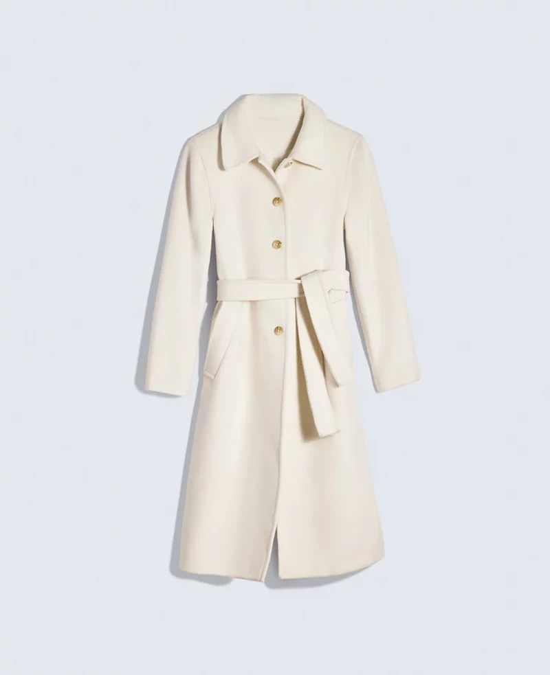 Ann Taylor Petite Belted Everyday Coat Winter White Women's