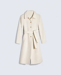 Ann Taylor Petite Belted Everyday Coat Winter White Women's
