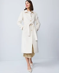 Ann Taylor Petite Belted Everyday Coat Winter White Women's