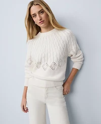 Ann Taylor Petite Weekend Collection Mixed Stitch Sweater Size XS Winter White Women's
