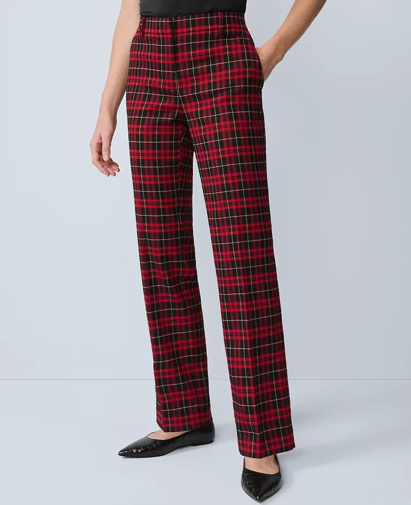 Ann Taylor The Petite Sophia Pant Plaid Iconic Red Women's