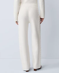 Ann Taylor Petite Weekend Collection The Mixed Stitch Wide-Leg Sweater Pant Winter White Women's