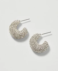 Ann Taylor Pavé Hoop Earrings Silvertone Women's