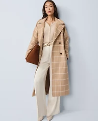 Ann Taylor Plaid Belted Coat Cafe Au Lait Women's