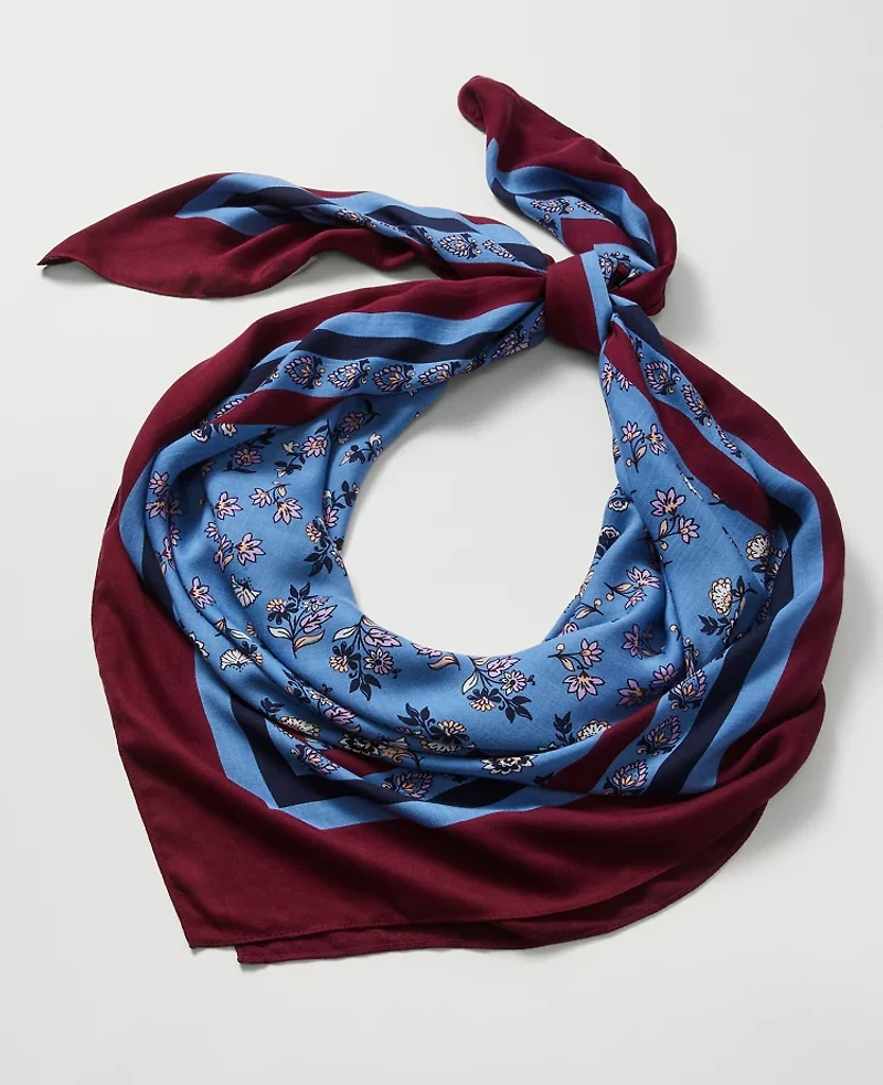 Ann Taylor Floral Square Scarf Cool Cascades Women's