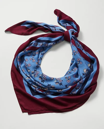 Ann Taylor Floral Square Scarf Cool Cascades Women's