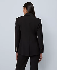 Ann Taylor Petite Fitted Long Double Breasted Blazer Black Women's