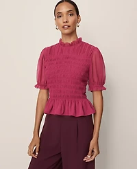 Ann Taylor Smocked Ruffled Top Women's