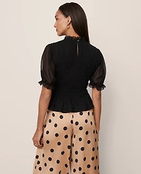 Ann Taylor Smocked Ruffled Top Women's
