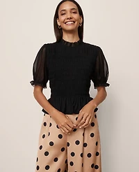 Ann Taylor Smocked Ruffled Top Women's