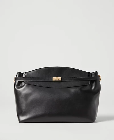 Ann Taylor Large Belted Clutch Handbag Black Women's