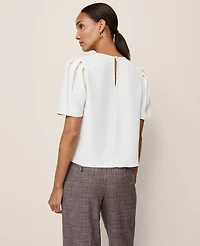 Ann Taylor Puff Sleeve Blouse Winter White Women's