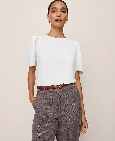 Ann Taylor Puff Sleeve Blouse Winter White Women's