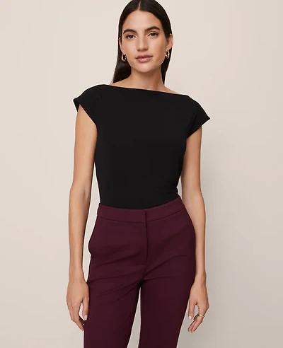 Ann Taylor Petite Sleeveless Boatneck Top Black Women's