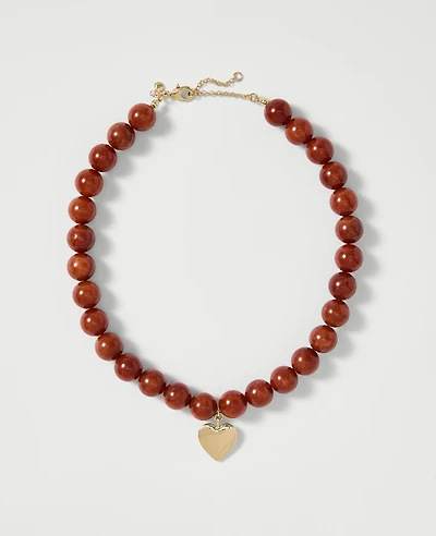 Ann Taylor Stone Heart Pendant Necklace Windsor Wine Women's