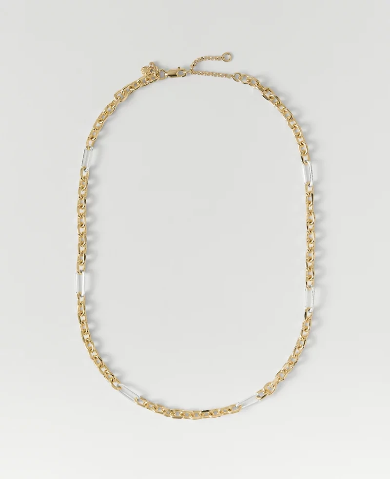 Ann Taylor Mixed Metal Chain Link Necklace Goldtone Women's