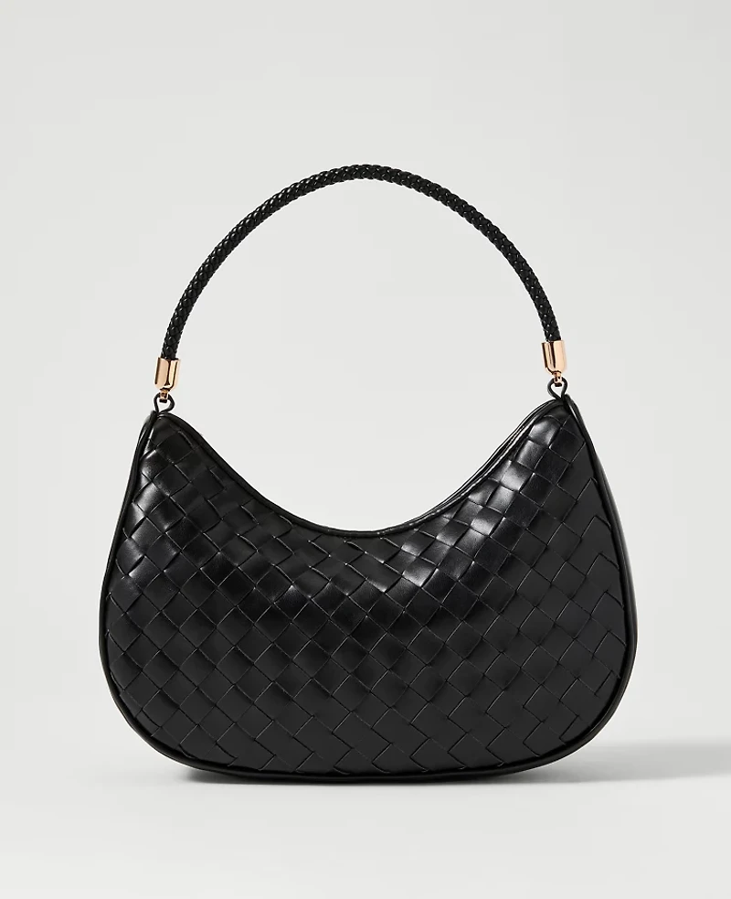 Ann Taylor Weekend Collection Woven Shoulder Bag Black Women's