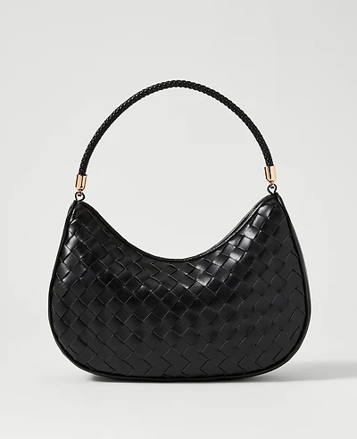 Ann Taylor Weekend Collection Woven Shoulder Bag Black Women's