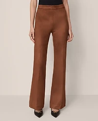Ann Taylor The Side-Zip Flare Pant Faux Suede Chocolate Mousse Women's