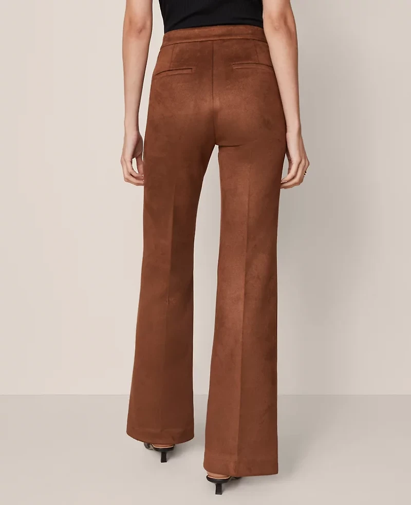 Ann Taylor The Side-Zip Flare Pant Faux Suede Chocolate Mousse Women's