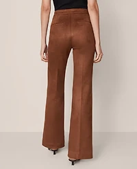 Ann Taylor The Side-Zip Flare Pant Faux Suede Chocolate Mousse Women's