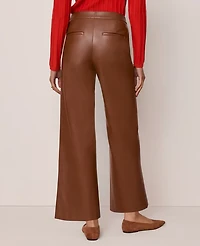 Ann Taylor The Grace Straight Pant Faux Leather Midnight Mahogany Women's