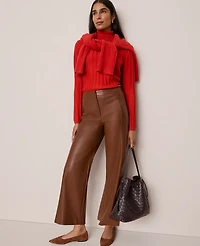 Ann Taylor The Grace Straight Pant Faux Leather Midnight Mahogany Women's