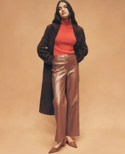 Ann Taylor The Grace Straight Pant Faux Leather Midnight Mahogany Women's