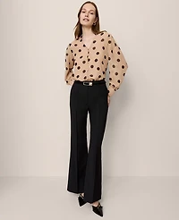 Ann Taylor Dotted V-Neck Popover Top Cafe Au Lait Women's