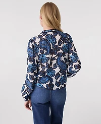 Ann Taylor Paisley Bobble Trim Blouse Night Sky Women's