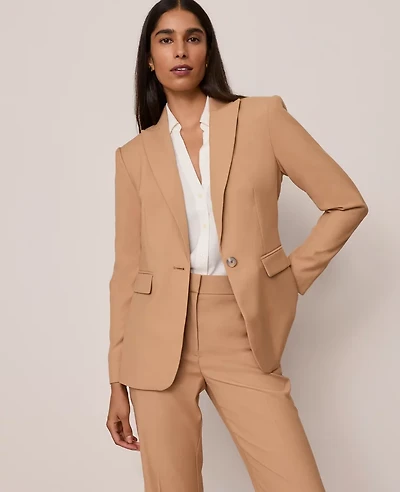 Ann Taylor Petite Fitted Long Blazer Sesame Women's