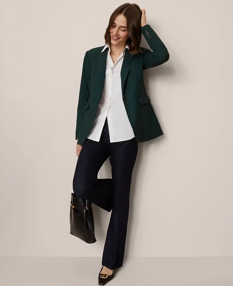 Ann Taylor Petite Fitted Long Blazer Pine Grove Women's