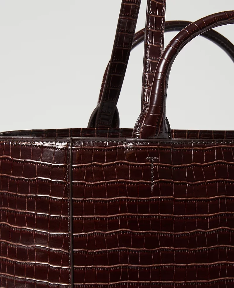 Ann Taylor Croco Tote Bag Dark Chocolate Women's