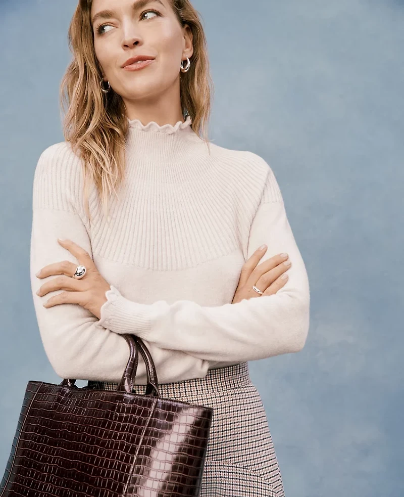 Ann Taylor Croco Tote Bag Dark Chocolate Women's