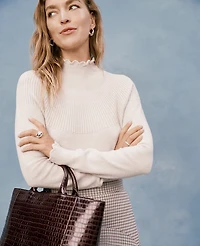 Ann Taylor Croco Tote Bag Dark Chocolate Women's