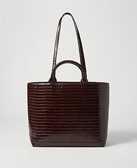 Ann Taylor Croco Tote Bag Dark Chocolate Women's