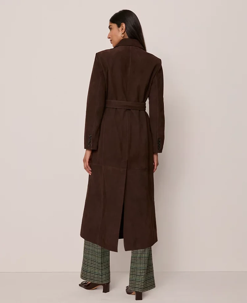 Ann Taylor Studio Collection Suede Trench Coat Pure Chocolate Women's