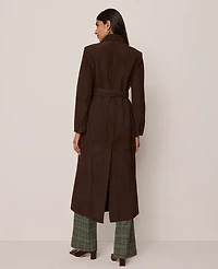 Ann Taylor Studio Collection Suede Trench Coat Pure Chocolate Women's