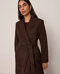 Ann Taylor Studio Collection Suede Trench Coat Pure Chocolate Women's