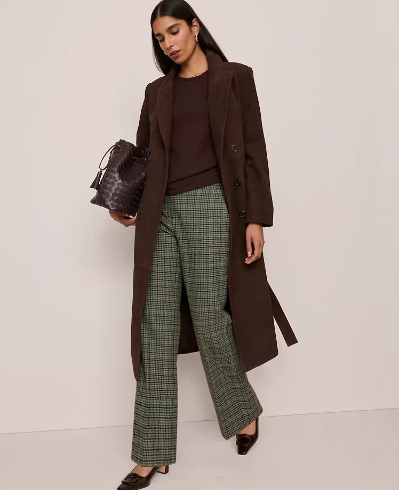 Ann Taylor Studio Collection Suede Trench Coat Pure Chocolate Women's