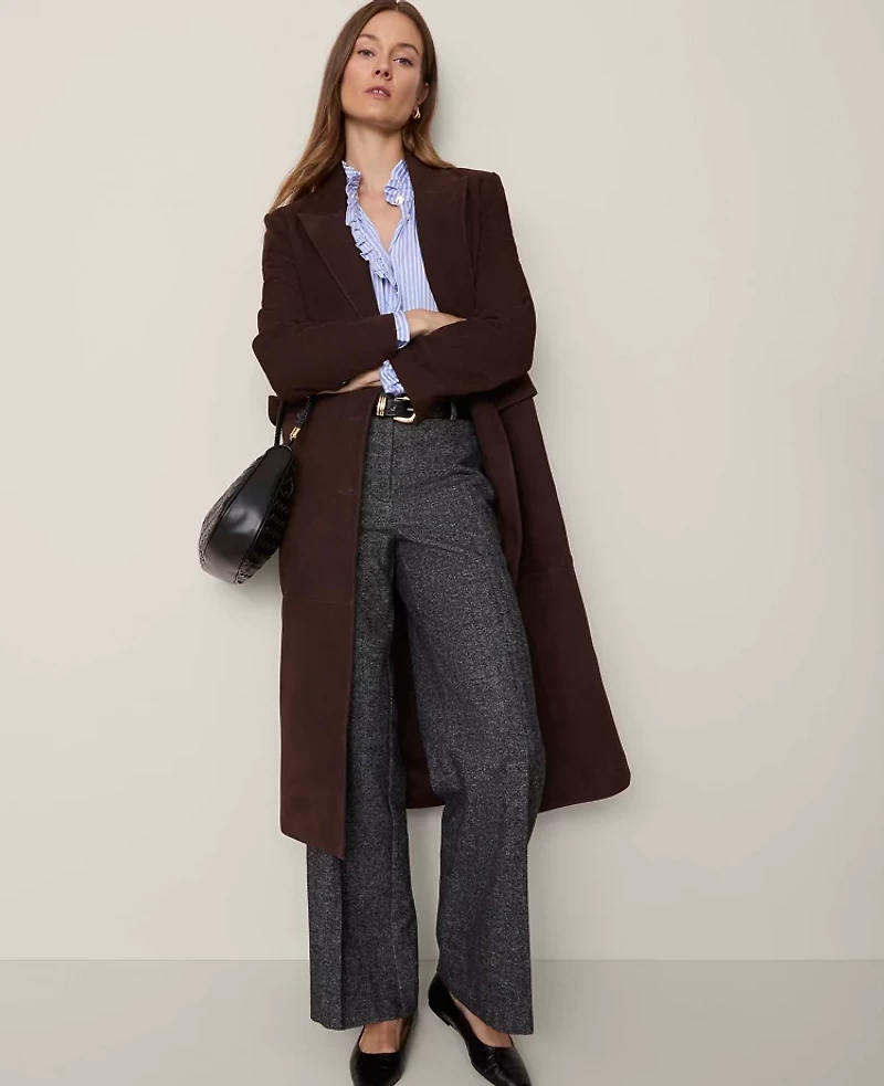 Ann Taylor Studio Collection Suede Trench Coat Pure Chocolate Women's