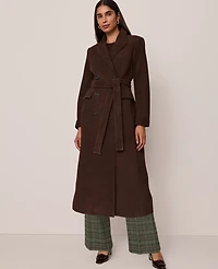 Ann Taylor Studio Collection Suede Trench Coat Pure Chocolate Women's