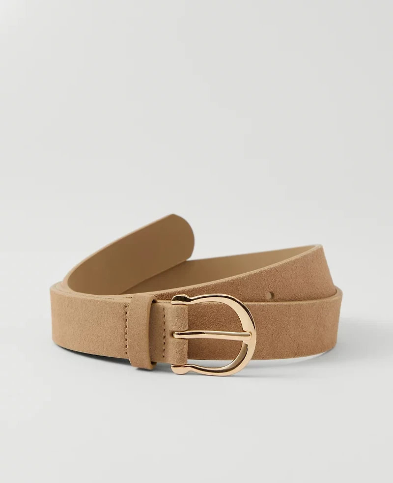 Ann Taylor Round Buckle Suede Belt Women's