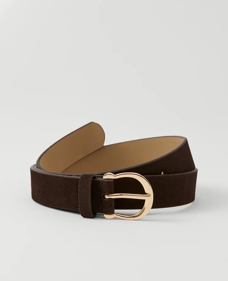 Ann Taylor Round Buckle Suede Belt Women's