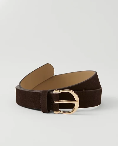 Ann Taylor Round Buckle Suede Belt Women's