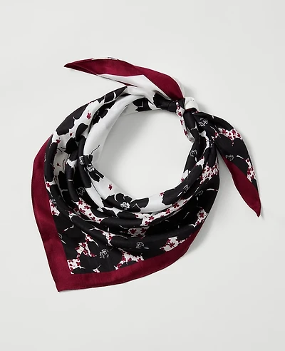 Ann Taylor Floral Triangle Silk Scarf Winter White Women's
