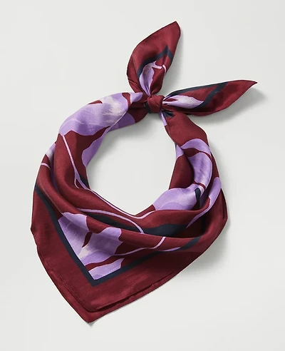 Ann Taylor Floral Square Silk Scarf Windsor Wine Women's